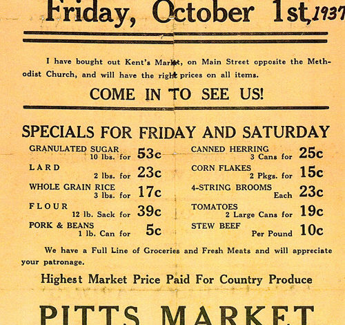 Pitts' Market on Main Street